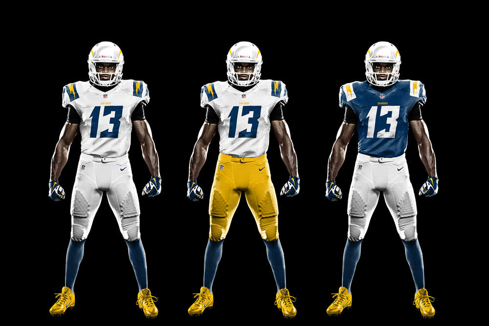 san diego chargers uniform history